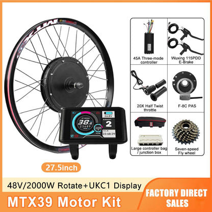 48/52V  2000W MTX39 Rear Hub drive motor Kit + UKC1 Display 27.5 inch